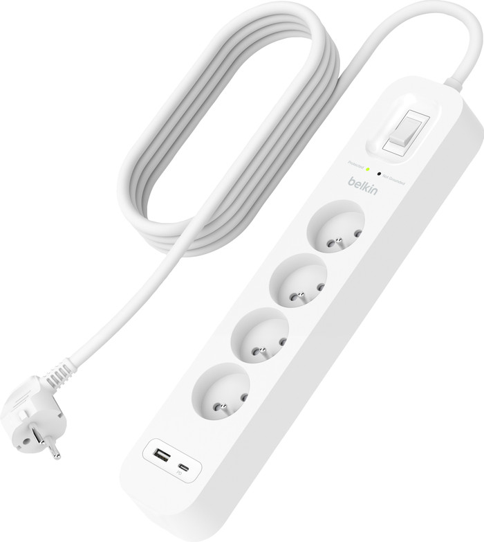 Belkin Surge Protection 4 Outlet 2m USB-C white null