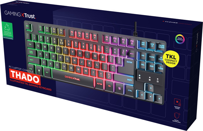 Trust GXT833 Thado TKL Gaming Toetsenbord Qwerty Zwart verpakking