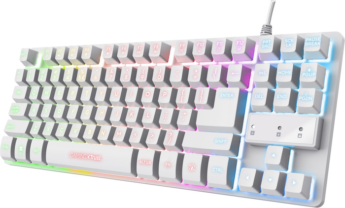 Trust GXT 833W Thado TKL Gaming Keyboard QWERTY White right side