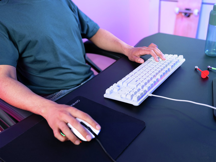 Trust GXT 833W Thado TKL Gaming Keyboard QWERTY White product in use