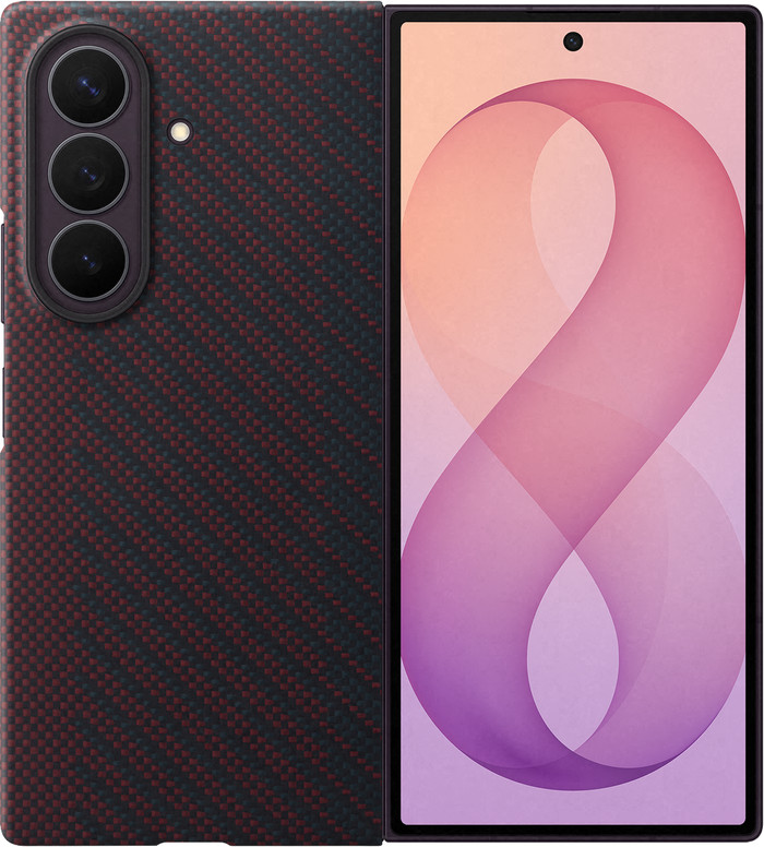Samsung Galaxy Z Fold 8 Ultra Carbon Back Cover met Magneet Rood Main Image