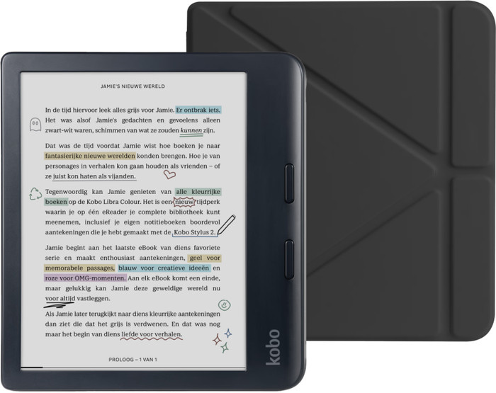 Kobo Libra Colour Zwart + BlueBuilt Book Case Zwart Main Image