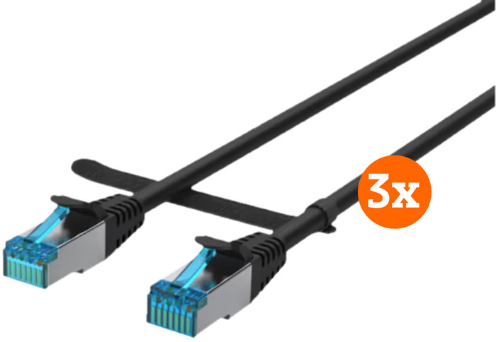 BlueBuilt Network Cable STP CAT6 0.5 Meter Black 3-pack Main Image