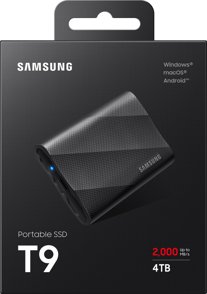 Samsung T9 Portable SSD 4TB Zwart verpakking