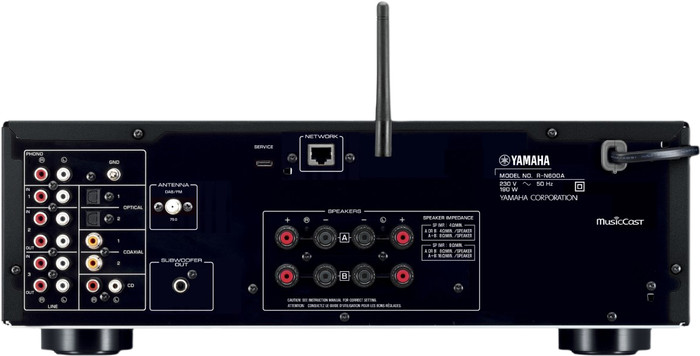 Yamaha R-N600 Zilver achterkant