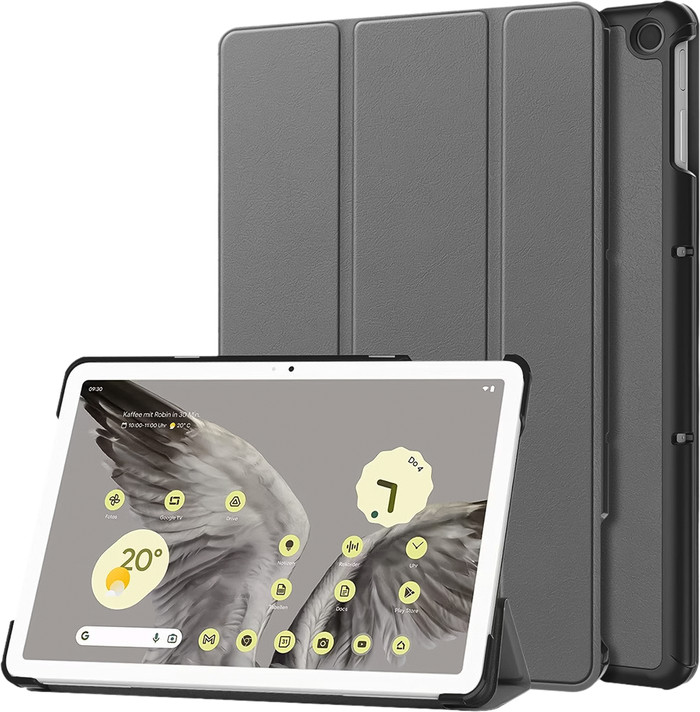 Just in Case Smart Tri-Fold Google Pixel Tablet Book Case Gray product in use