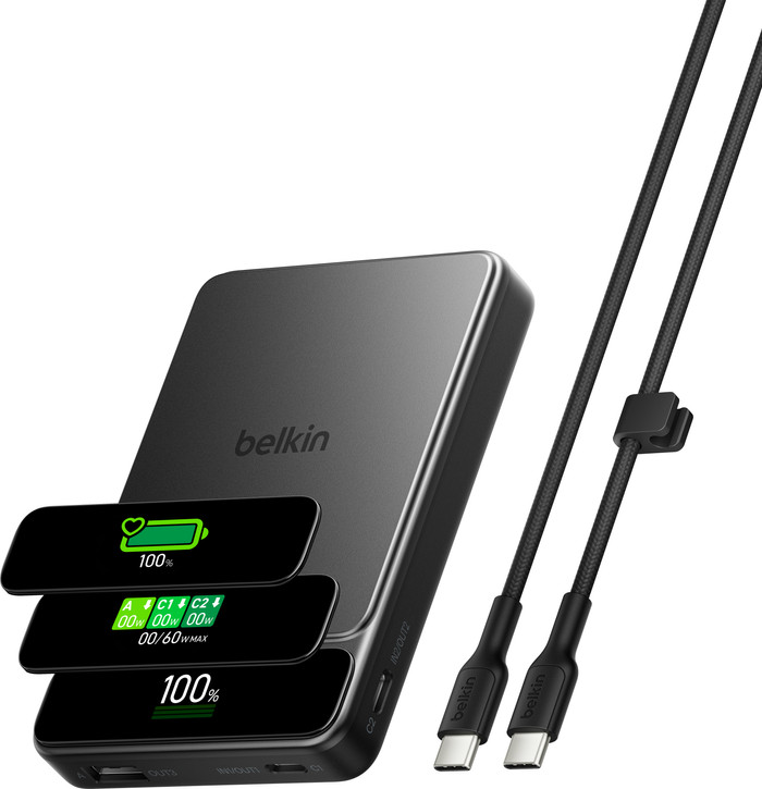 Belkin Powerbank 10.000 mAh met Snelladen 45 Watt Zwart voorkant