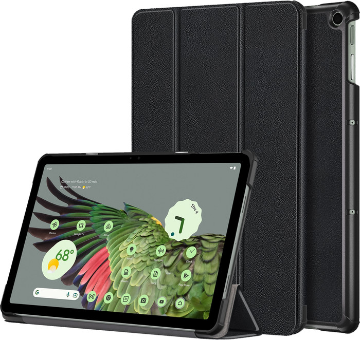 Just in Case Smart Tri-Fold Google Pixel Tablet Book Case Zwart product in gebruik