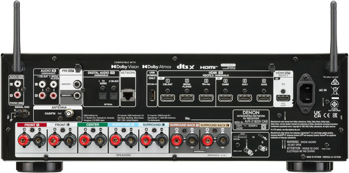Denon AVR-X1800H DAB Zwart achterkant