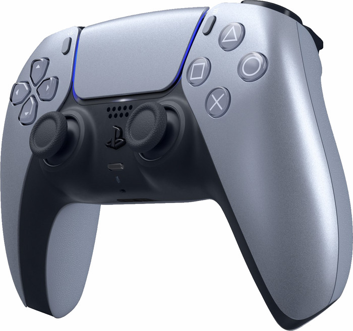 Sony Playstation 5 DualSense Draadloze Controller SterlingSilver + BlueBuilt oplaadstation rechterkant