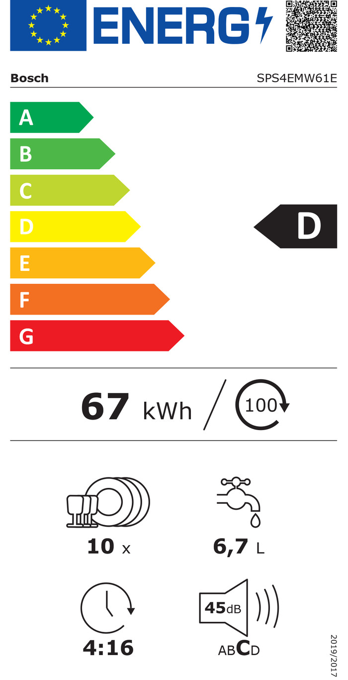 Bosch SPS4EMW61E classe énergétique