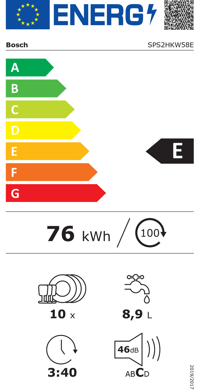 Bosch SPS2HKW58E energielabel