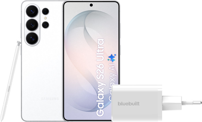 Samsung Galaxy S26 Ultra 256GB White 5G + BlueBuilt Charger 65W White Main Image