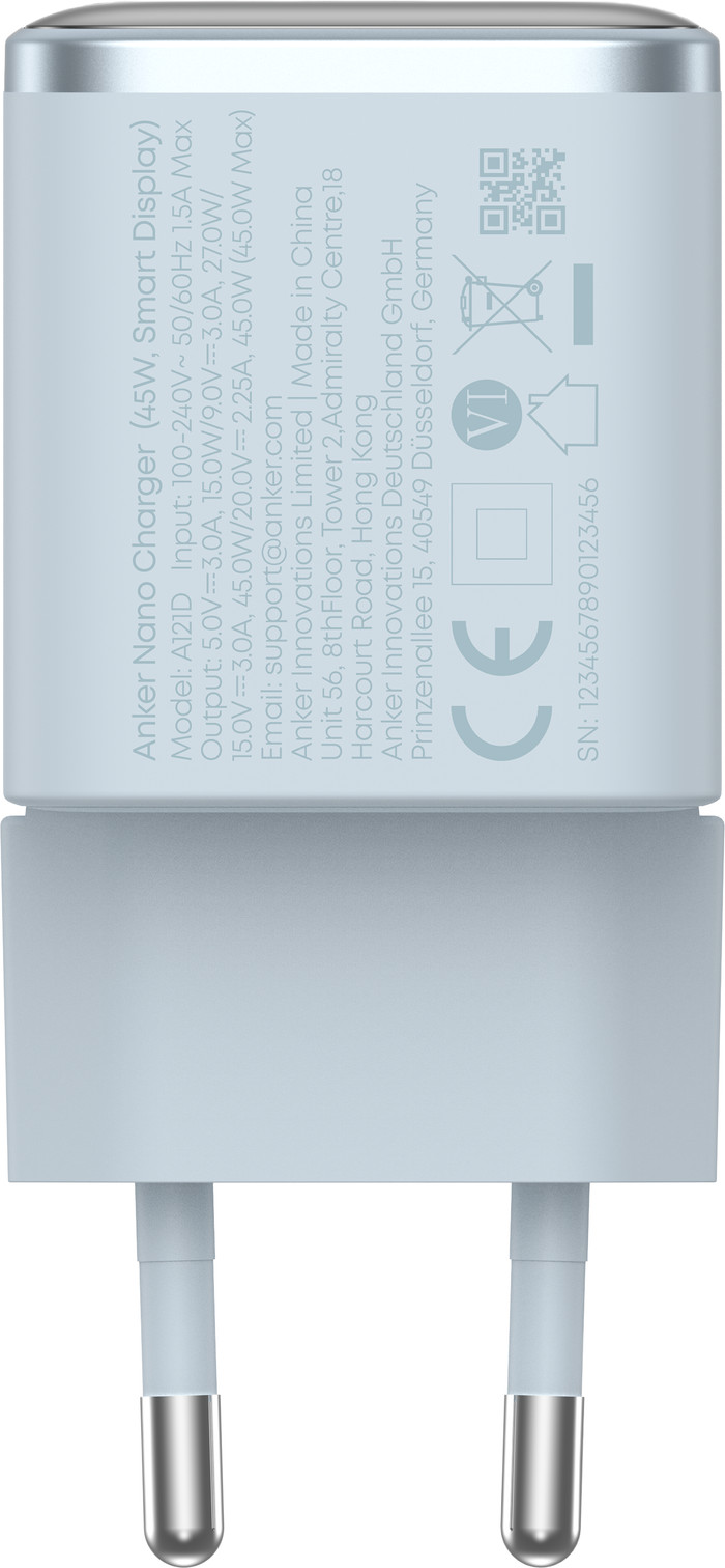 Anker Nano Oplader 45W Power Delivery Blauw onderkant