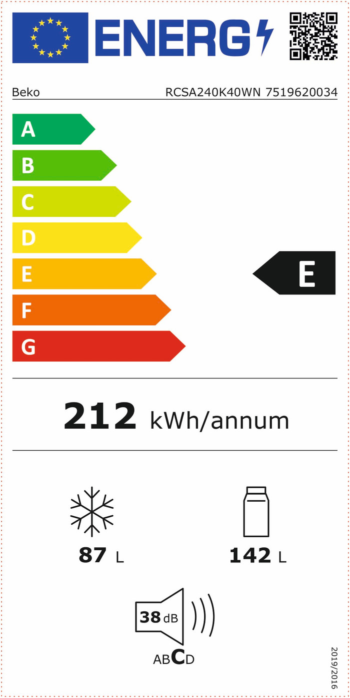 Beko RCSA240K40WN energy label