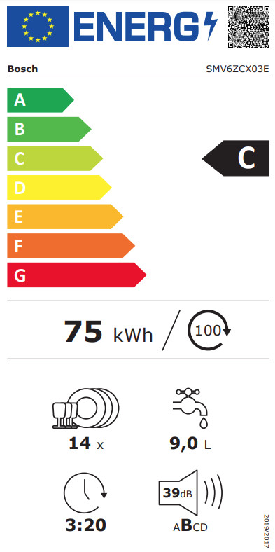 Bosch SMV6ZCX03E classe énergétique
