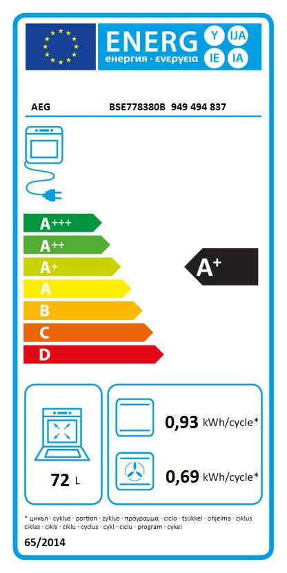 AEG BSE778380B SteamCrisp energy label
