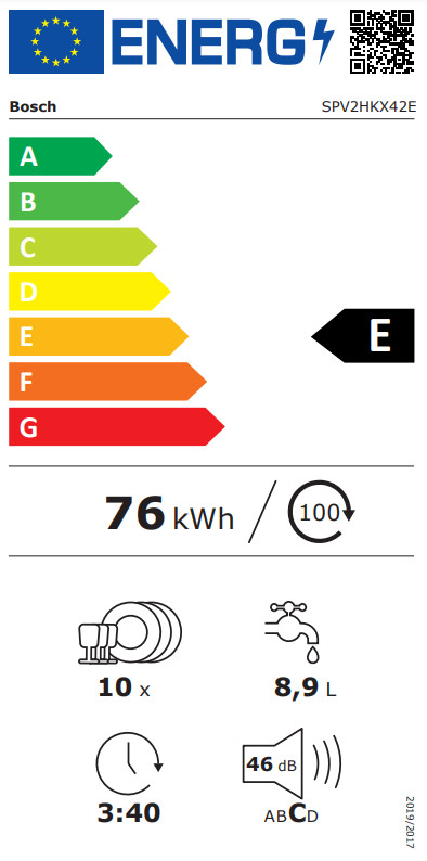 Bosch SPV2HKX42E classe énergétique