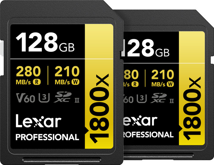 Lexar Professional SDXC 1800x GOLD 128GB 280MB/s - Duo-Pack Main Image