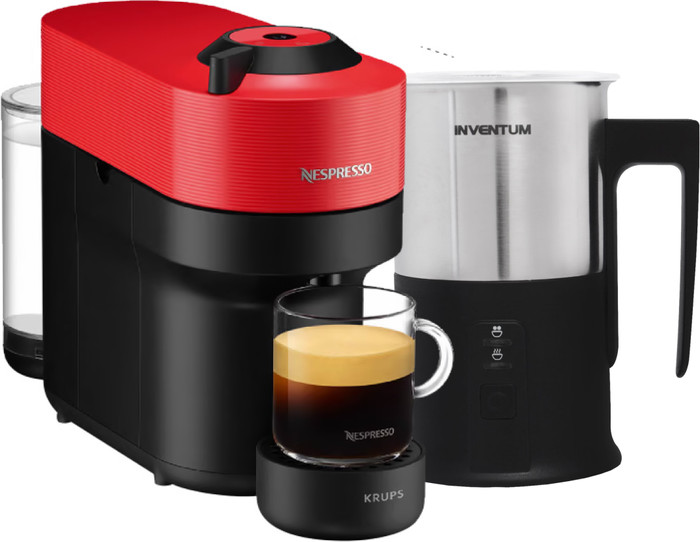 Krups Nespresso Vertuo Pop XN9205 Rouge Piment + Mousseur à Lait Main Image