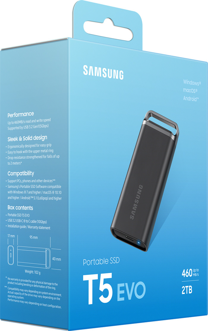 Samsung Portable SSD T5 EVO 2TB verpakking
