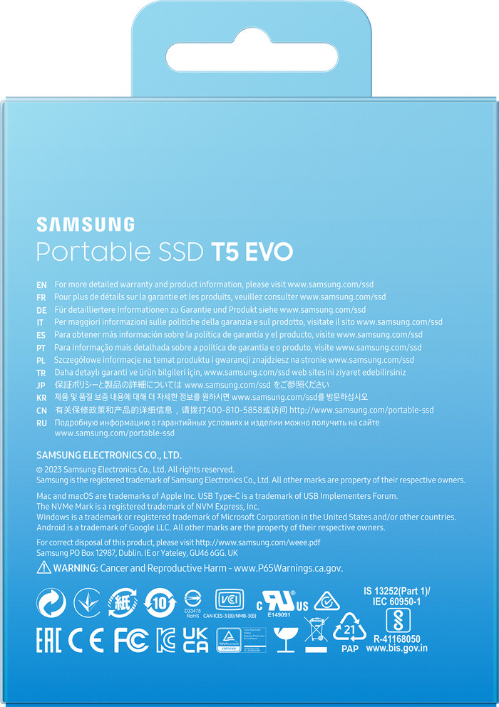 Samsung Portable SSD T5 EVO 2TB verpakking