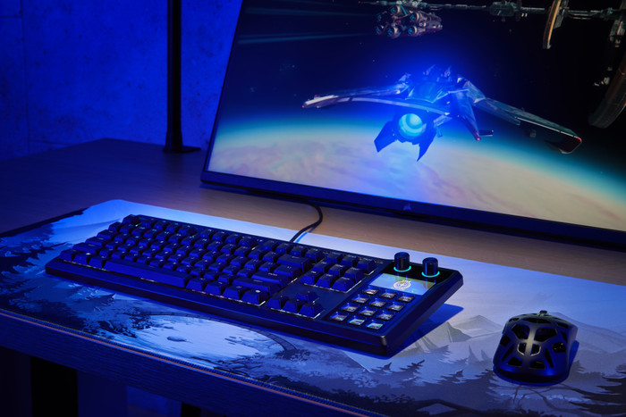 Corsair GALLEON 100 SD Gaming Toetsenbord Qwerty product in gebruik