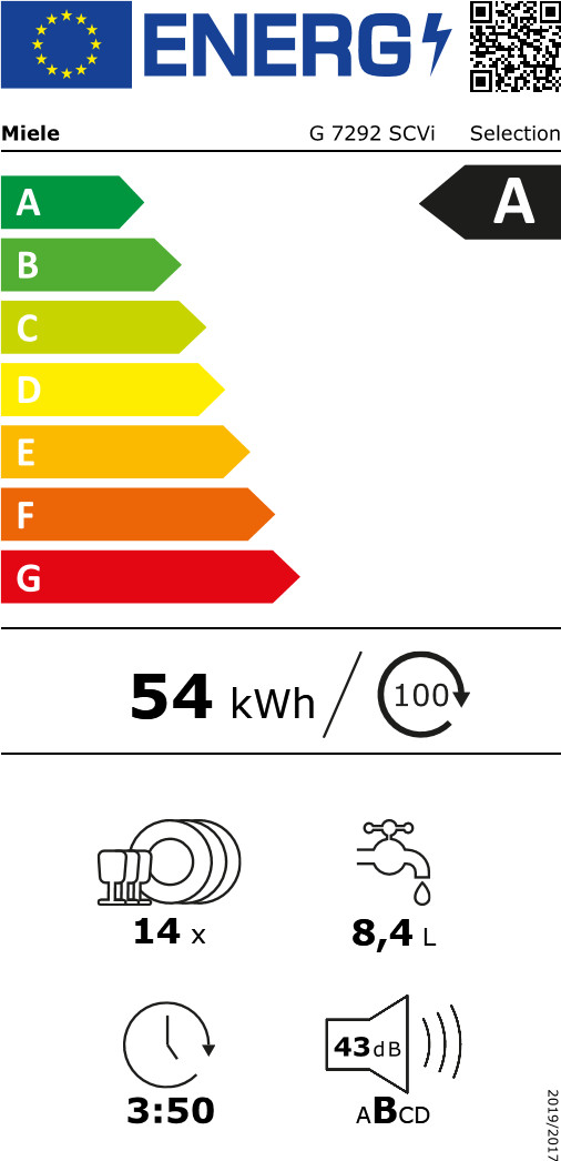 Miele G 7292 SC Vi energielabel