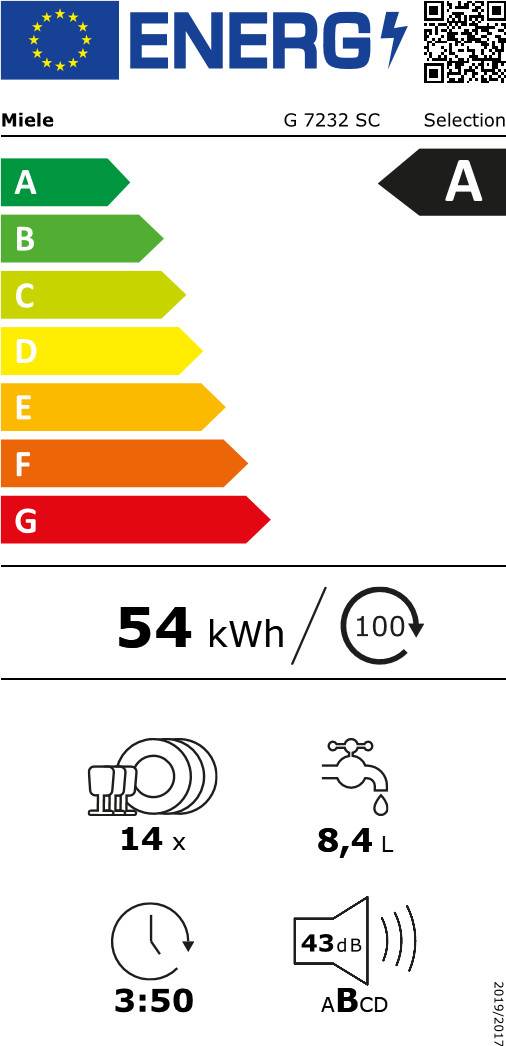 Miele G 7232 SC BRWS energy label