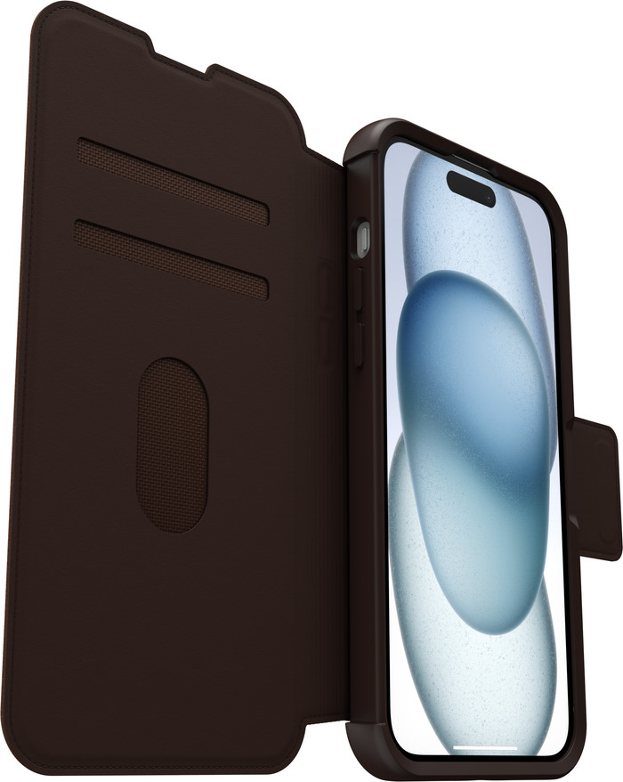 Otterbox Strada Apple iPhone 15 Plus Book Case Leer Bruin Met MagSafe detail