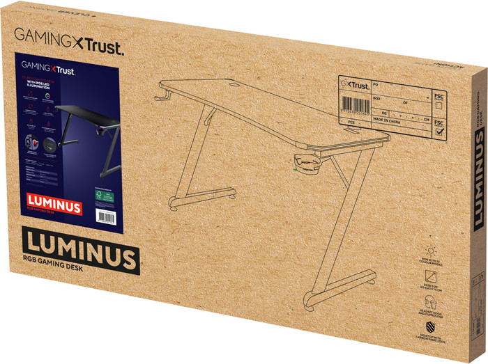 Trust GXT709 Luminus RGB Game Bureau Zwart verpakking
