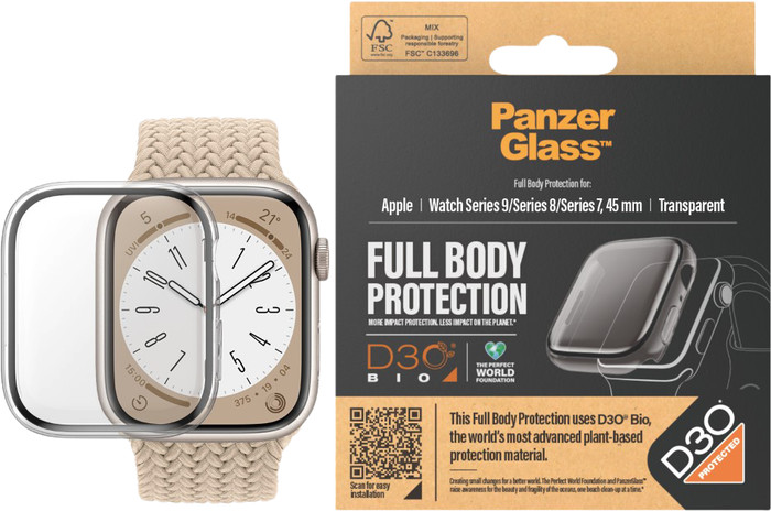 PanzerGlass Full Body Apple Watch 45mm Screen Protector Transparent packaging