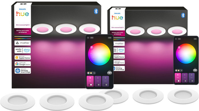 Philips Hue Inbouwspot Slim 6-Pack - White and Color - 90mm - Wit Main Image