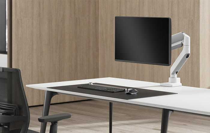 Neomounts NEXT Core DS70-450WH1 Monitorarm Gasgeveerd - Wit product in gebruik