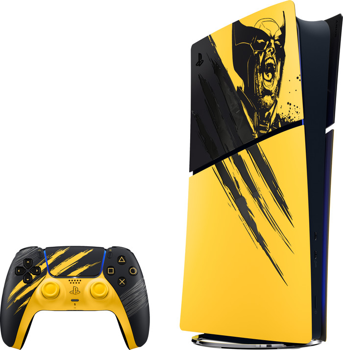 PlayStation 5 Slim Digital Edition + Wolverine Battle Yellow Limited Edition voorkant