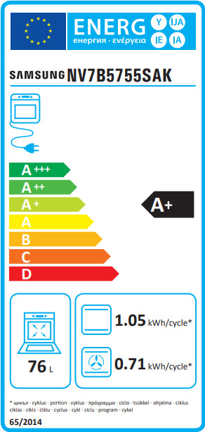 Samsung NV7B5755SAK/U1 Dual Cook Flex energy label