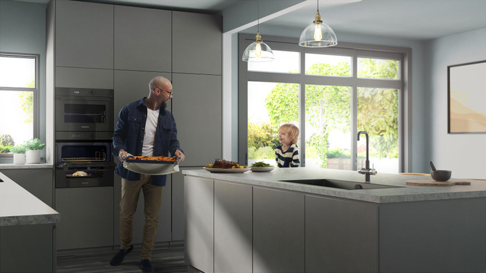 Samsung NV7B5755SAK/U1 Dual Cook Flex product in use