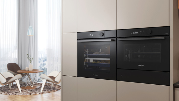 Samsung NV7B5755SAK/U1 Dual Cook Flex product in use