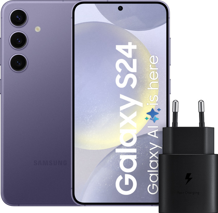 Samsung Galaxy S24 128GB Paars 5G + Samsung Snellader 25 Watt Main Image