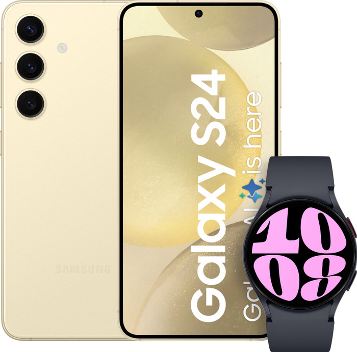 Samsung Galaxy S24 128GB Geel 5G + Galaxy Watch 6 Zwart 40mm Main Image