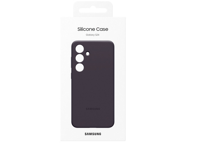 Samsung Galaxy S24 Siliconen Back Cover Donkerpaars verpakking