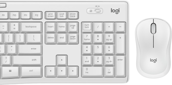 Logitech MK295 Silent Draadloze Toetsenbord en Muis Wit QWERTY detail