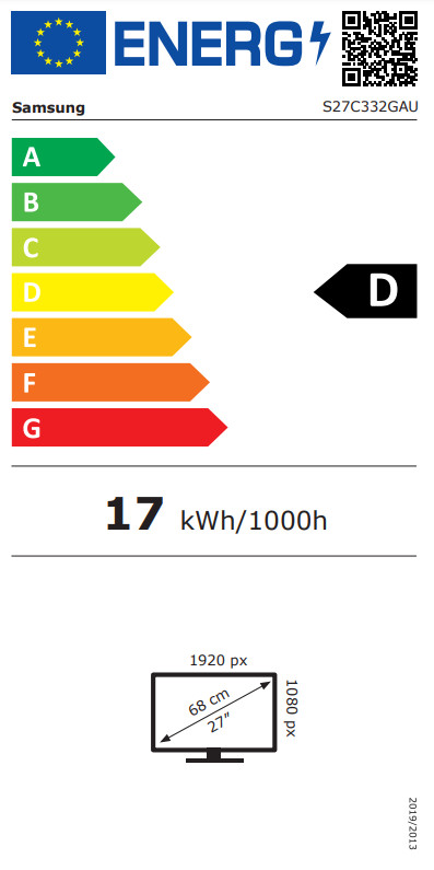 Samsung Essential S3 LS27C332GAUXEN energy label