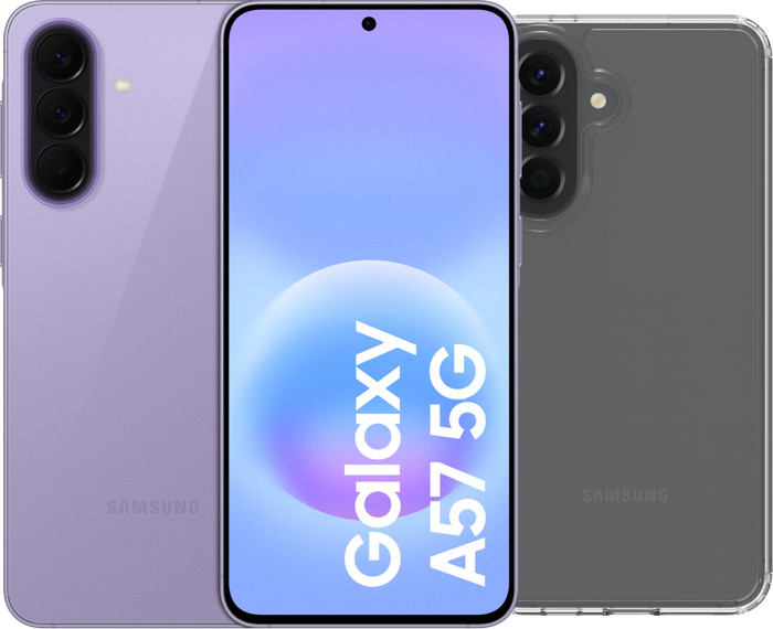 Samsung Galaxy A57 256GB Paars 5G + BlueBuilt Back Cover Transparant Main Image
