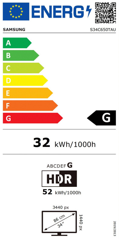 Samsung ViewFinity S6 LS34C650TAUXEN energielabel