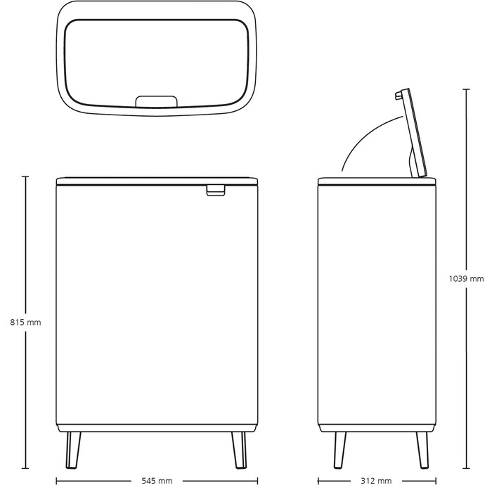 Brabantia Bo Touch Bin Hi Prullenbak 60 liter Matt Steel Fingerprint Proof visual leverancier