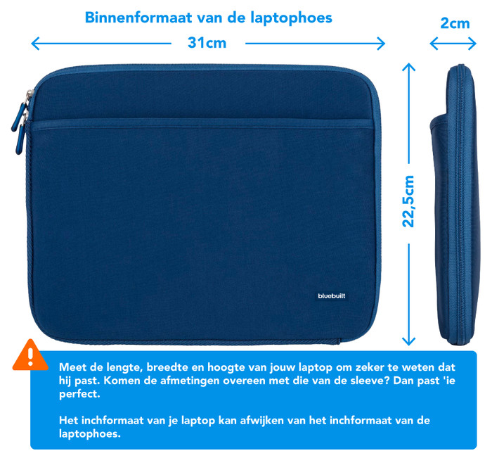 BlueBuilt Laptophoes breedte 31 cm 13 inch M Blauw visual Coolblue 2