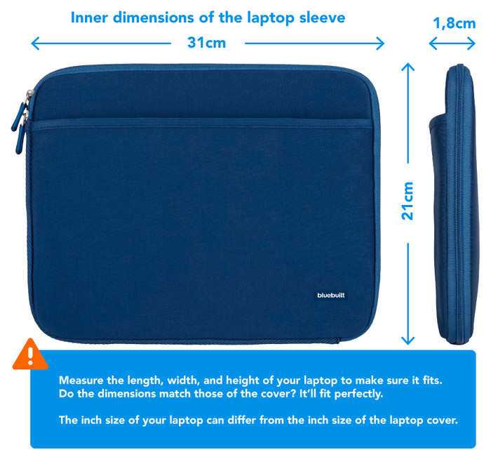 BlueBuilt Laptop Sleeve Width 31cm 13 inches S Blue visual Coolblue 2