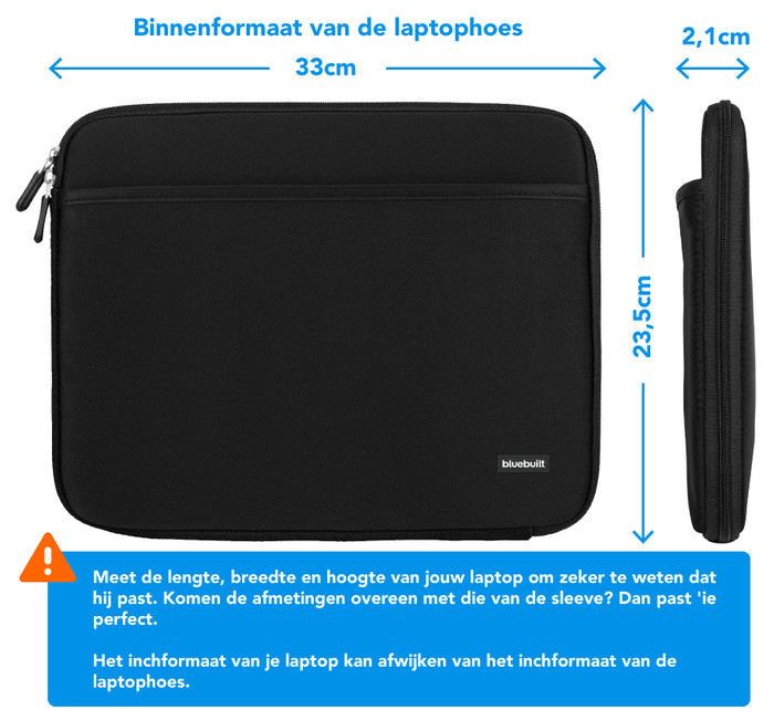 BlueBuilt Laptophoes breedte 33 cm 14 inch M Zwart visual Coolblue 2