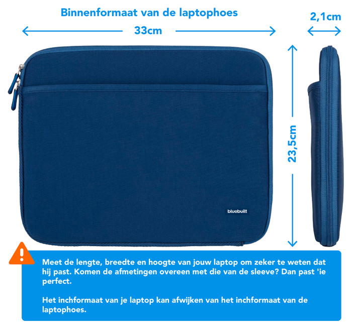 BlueBuilt Laptophoes breedte 33 cm 14 inch M Blauw visual Coolblue 2